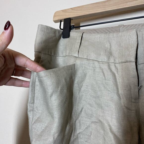 The Limited Women's 100% Linen Tan Straight Leg Trouser Pants Size 4 Midrise - Picture 3 of 13
